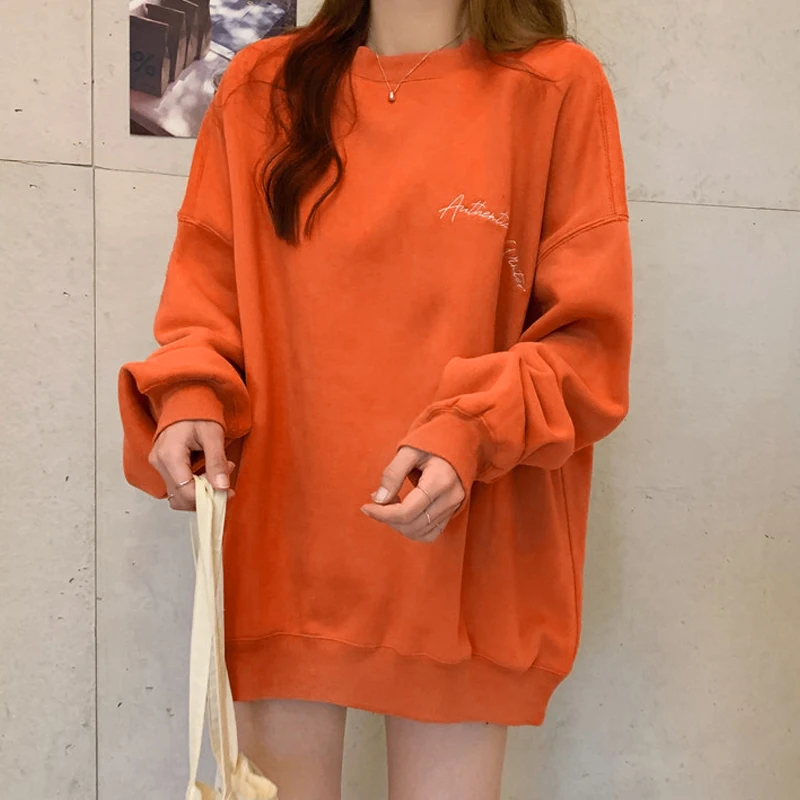 Женские толстовки без шапки милые универсальные Свободные корейские модные