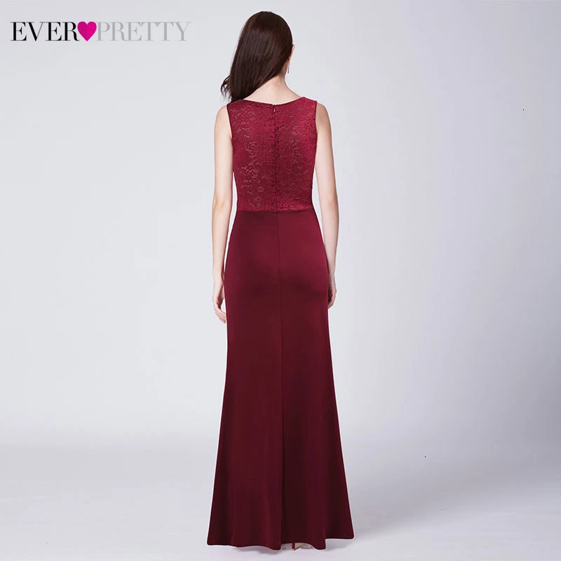Ever Pretty Выпускные платья Burgundy трапециевидной формы с двойным v-образным вырезом безрукавный с Боковым Разрезом элегантные вечерние платья Laurea Robe Adolescente