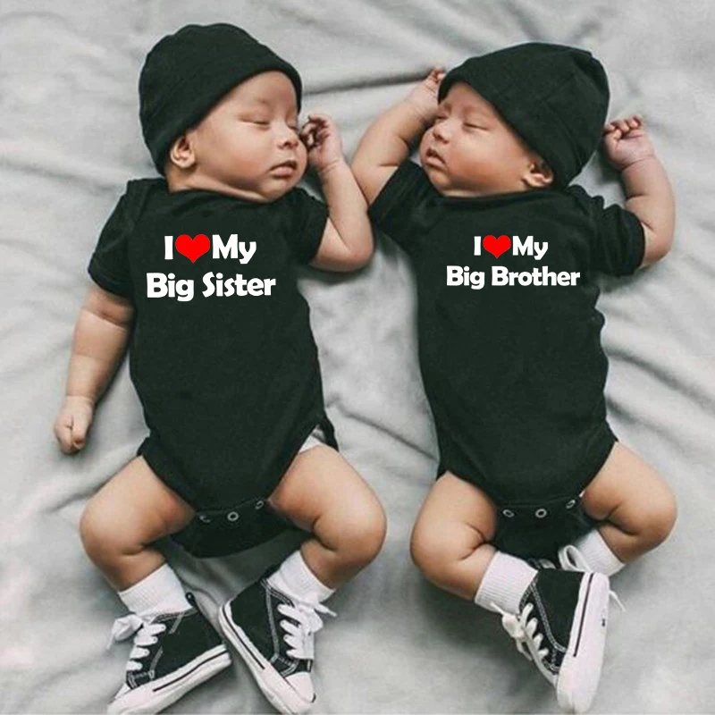 

I Love My Big Sister Big Brother Funny Baby Bodysuits Cotton Short Sleeve Body Baby Girls Onesies Infant Boys Jumpsuit Clothes