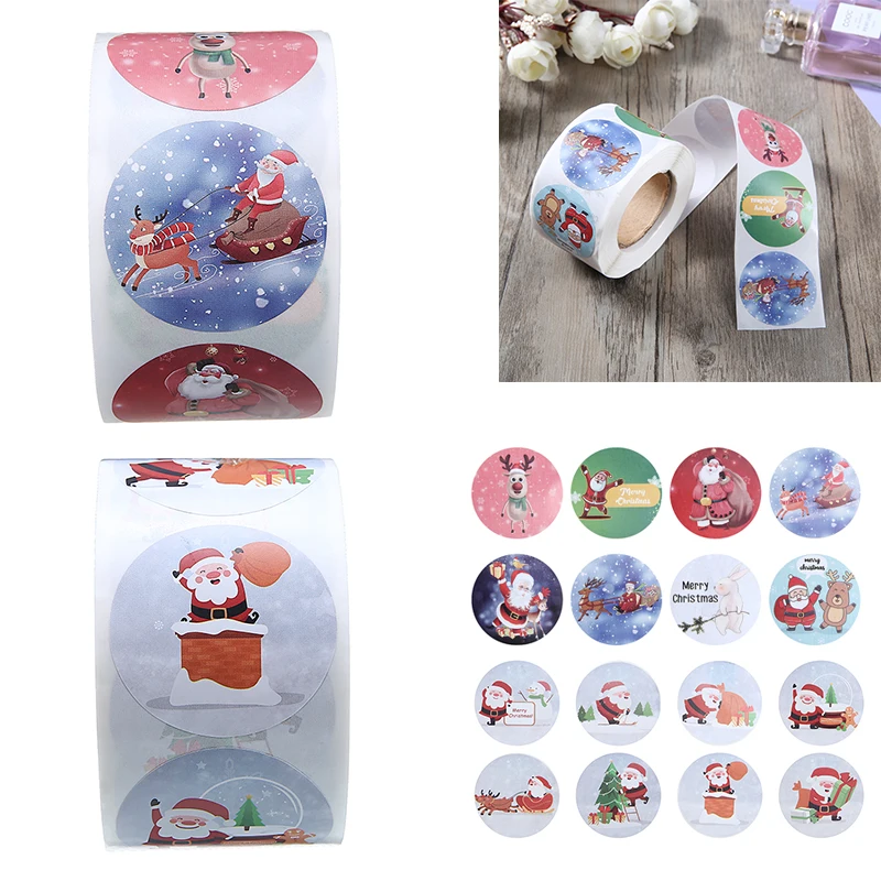 

Новинка 500 шт. мини круглые рождественские наклейки Мультяшные рождественские наклейки с Санта-Клаусом этикетки наклейки для ребенка «сдел...