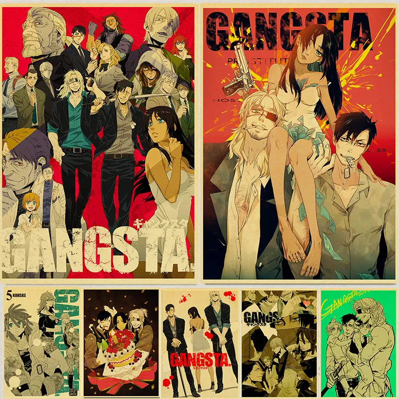 

Japanese Wall Art Canvas Painting Comics GANGSTA. Home Living Kids Room Decor Wall Stickers Print and Poster Wall Pictures Anime