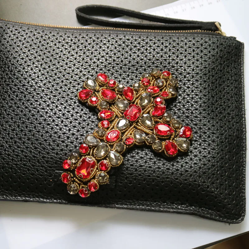 1 шт. 3D Ручная работа искусственная кожа для одежды Красный Крест 12*15 см сделай сам