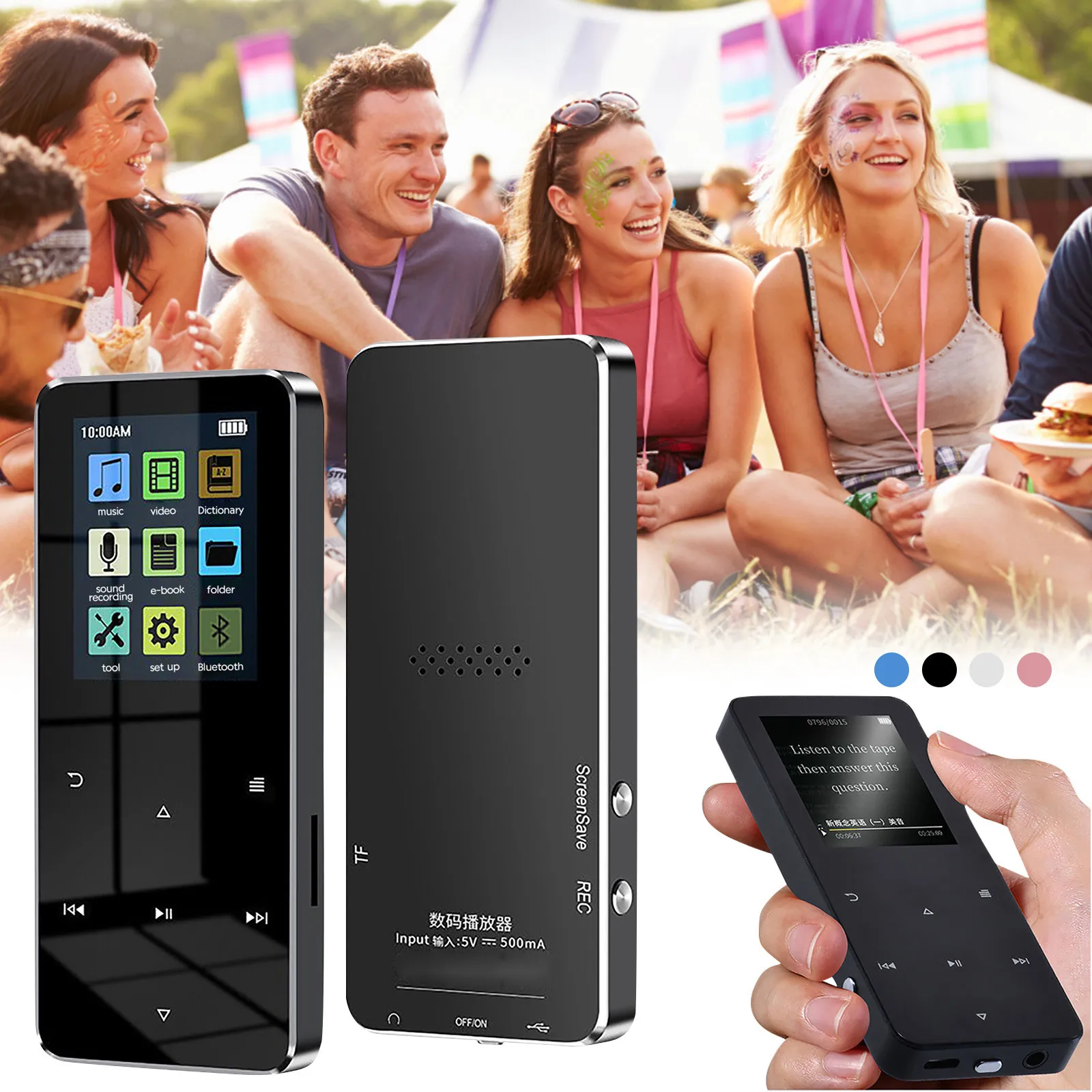 

Многофункциональный MP3-плеер с поддержкой Bluetooth, видео, Mp3, Mp4, музыкальный проигрыватель с вырезом, 5,5-дюймовый экран, диктофон, E-BookSupport, TF карт...