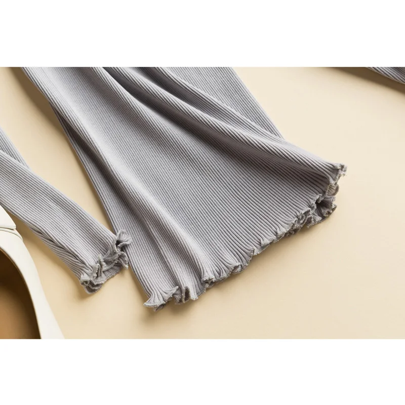 

2019 Autumn Winter Sweater Silk Cotton Blend Seamless High Stretch Long Sleeve Slim T-shirt Jacket Bottoming