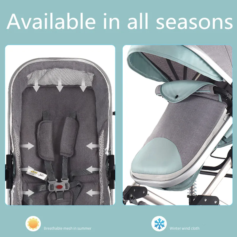 

Baby Stroller 2 In 3 In 1 High Landscape Strollers Eco Leather Shock Absorber Four Months Pushchair 0-36 Wheel Baby Trolley