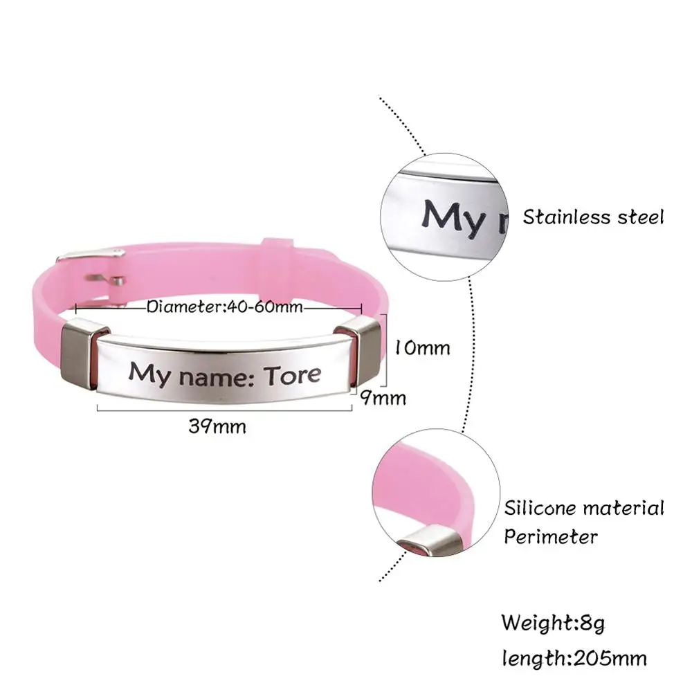 likgreat personalize kids baby id bracelets soft silicone rudder stainless steel children girls boys custom emergency name phone free global shipping