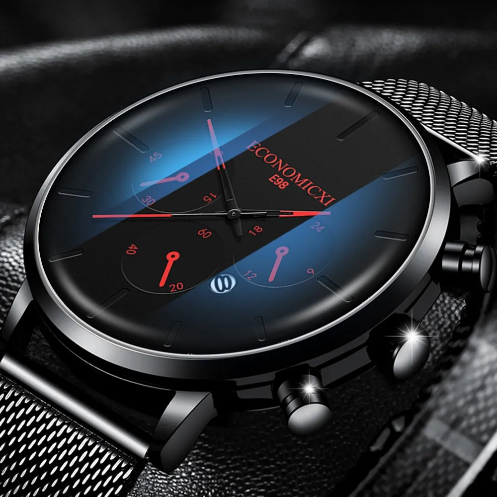 

Mens Watches Luxury Quartz Watch Casual Slim Mesh Steel Waterproof Sport Watch relogio masculino new watch men
