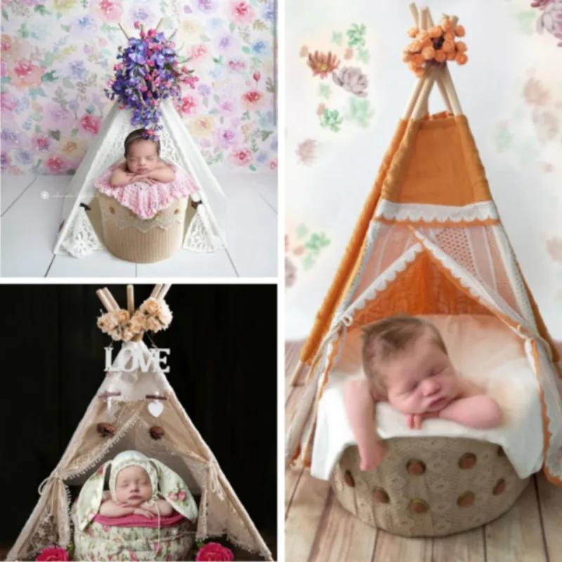 Реквизит для фотосъемки новорожденных детская мини палатка из кружева украшения