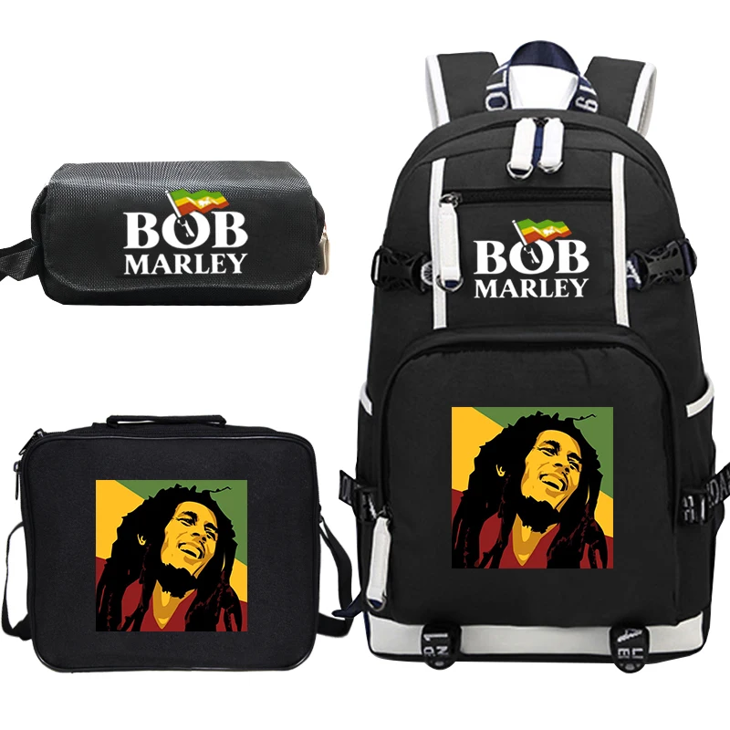 Холщовый рюкзак для мужчин 3 шт./компл. Bob Marley One Love книжный мешок чехол карандаш