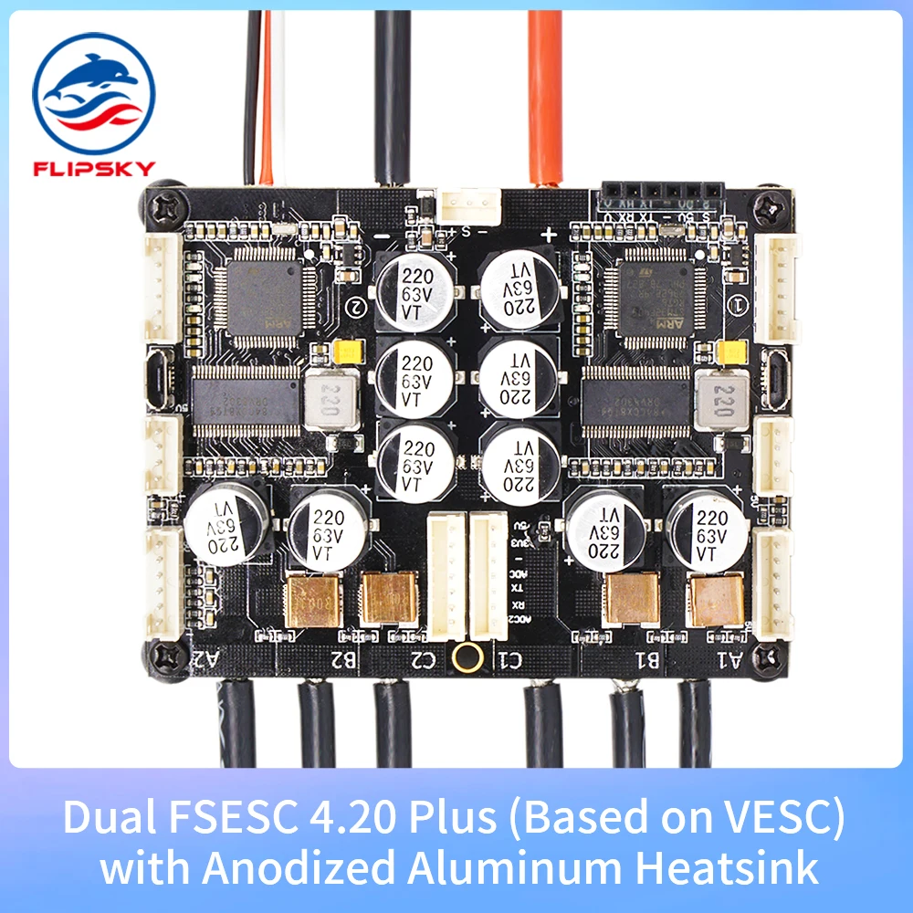 Контроллер электрического скейтборда 3 12s Dual FSESC4.20 Plus (на базе VESC) с анодированным