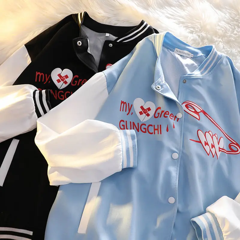 

Куртка y2k Мужская/Женская с длинным рукавом, тонкая свободная уличная одежда в стиле ретро, с надписью, весна-осень 2021