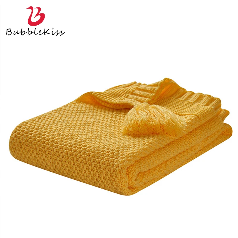 Bubble Kiss Home Knitted Throw Blanket Nordic Style 100%Acrylic Sofa Air Conditioning Baby Blanket For Sofa Bedroom Decoration