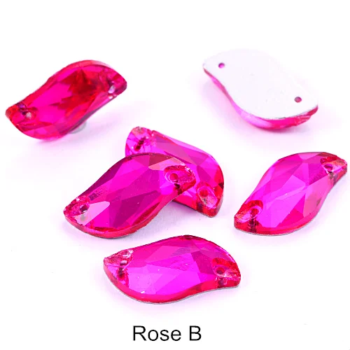 Rose Горячее предложение! Распродажа! 3 размера красный S лист формы пришить стразы с отверстиями Flatback Стеклянные стразы шьют-на Стразы для шитья одежды B0176 - Цвет: Rose