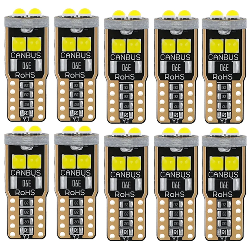 

10Pcs T10 W5W WY5W 2825 Super Bright LED Canbus No Error Car Interior Reading Dome Lights Auto Parking Lamp Wedge Tail Side Bulb