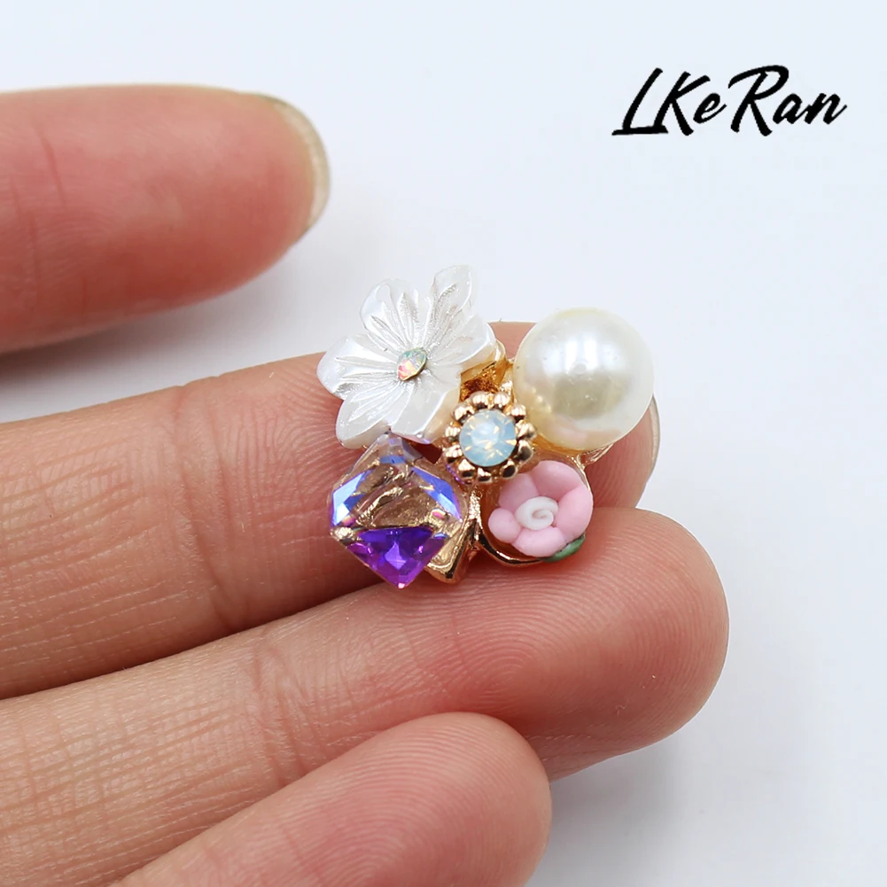 Стеклянные пуговицы Стразы в виде цветов для изготовления открыток 10 шт. 21 мм