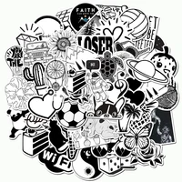 103050pcs black and white simple series graffiti stickers personalized luggage computer car waterproof stickers wholesale