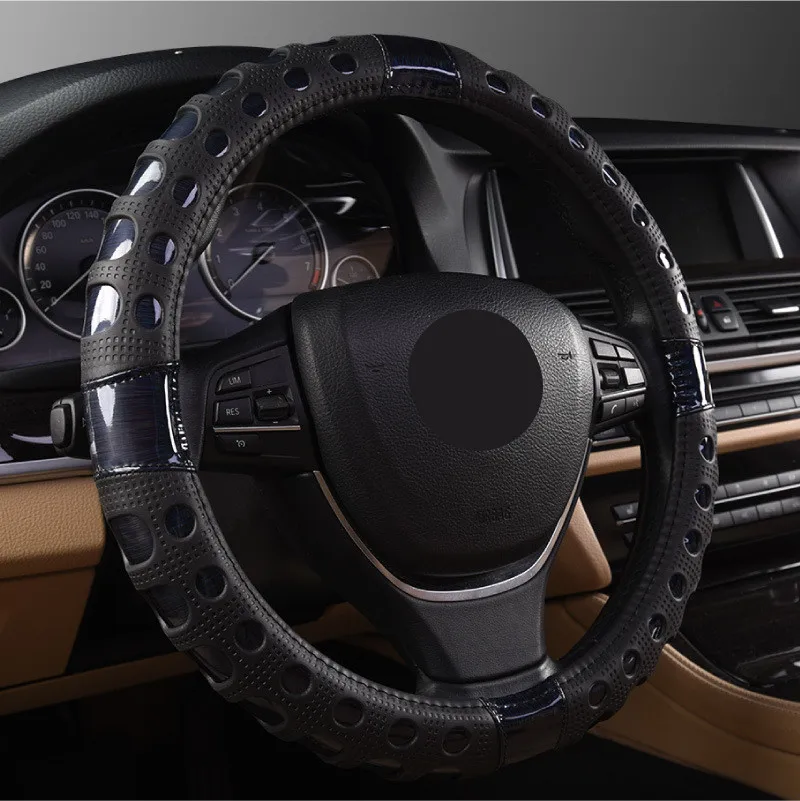 Модный кожаный чехол для руля автомобиля с лазерной обработкой 38 см