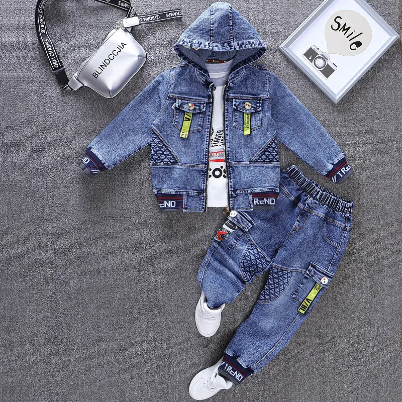 Spring & Autumn Cowboy Child Sets New 2022 Korean Version Clothes For Teens Kids Clothes Boys Two-Piece Denim Coat Casual Jacket