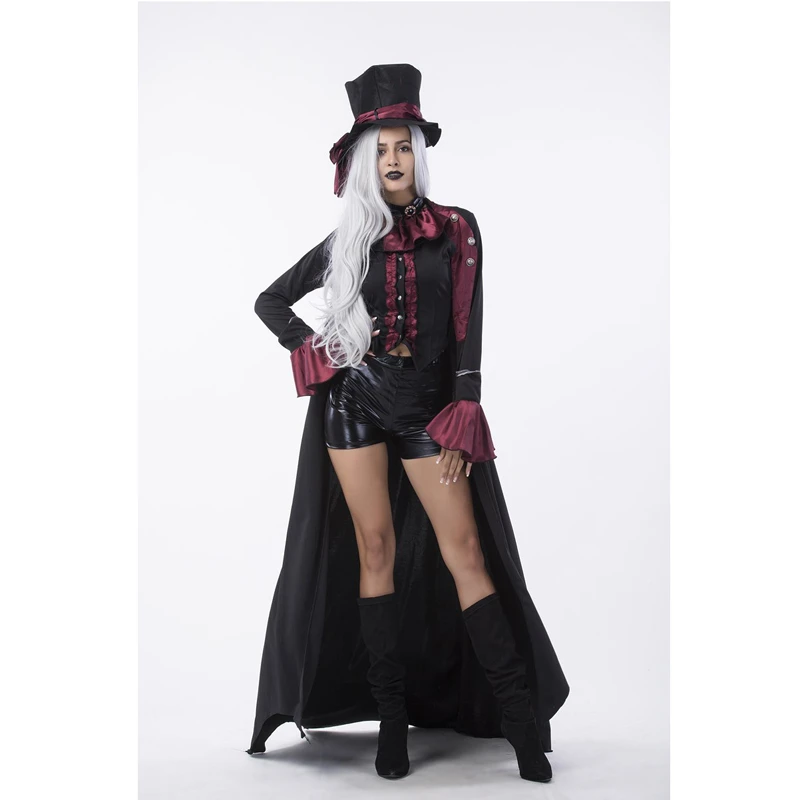 Женский костюм вампира готический для косплея комплект из плаща шапки блузки и