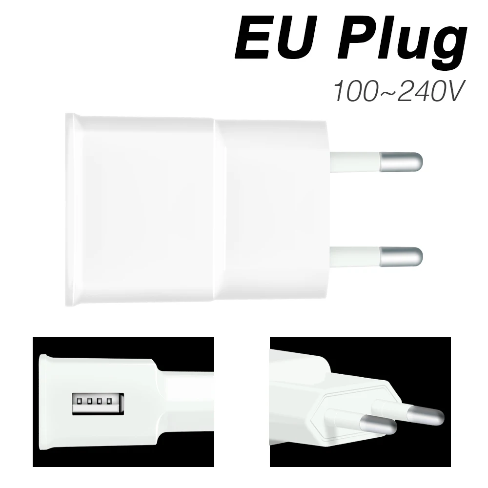 EU Plug Зарядное устройство USB с европейской вилкой, настенное зарядное устройство с американской вилкой, гибкая светодиодная лента, светильник, водонепроницаемая лента, светодиодный светильник для телевизора, лента 5 В, лампа для ночника - Испускаемый цвет: EU Plug