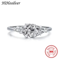 hihosilver 100 real 925 stelring silver ring for women heart white crystal jewelry wedding gift girl hh21095