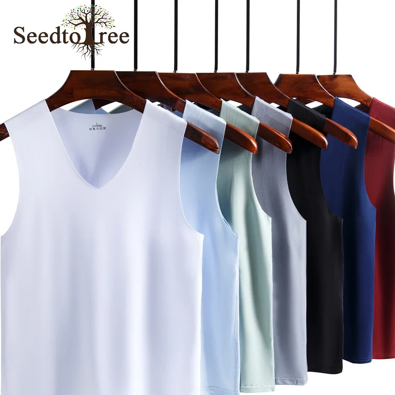 Майка мужская бесшовная из вискозы приталенная Спортивная дышащая рубашка без