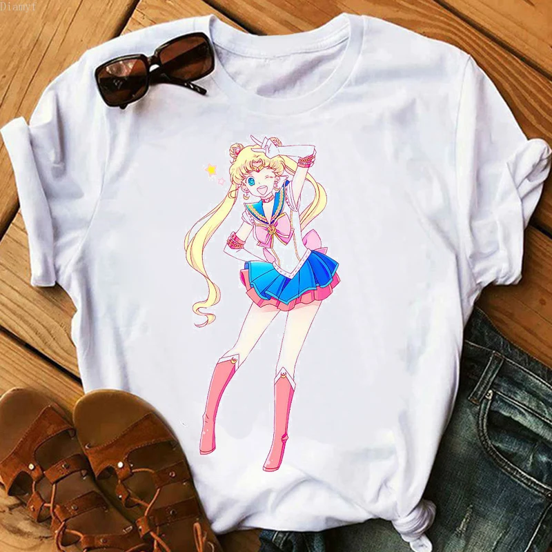 

Women's t-shirt Sailor Moon Crystal graphic t shirts tees print Sailor tshirt women grunge aesthetic clothes streetwear