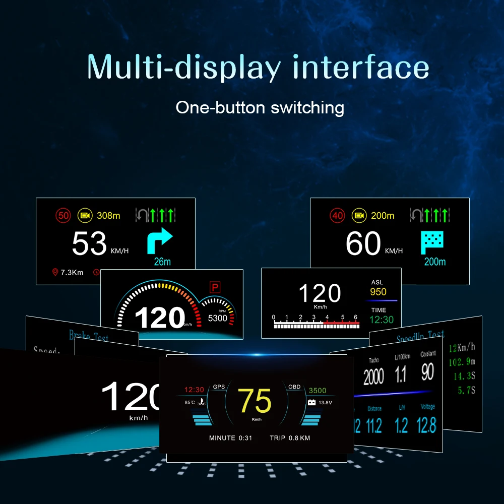 Новинка 2 в 1 зеркало HUD навигация Автомобильный дисплей Bluetooth живая OBDII