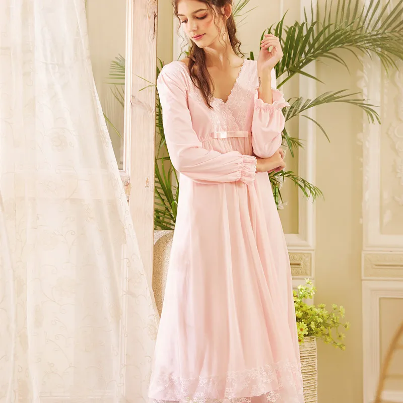 Дворцовая ночная рубашка Женская Весенняя Сексуальная кружевная Пижама