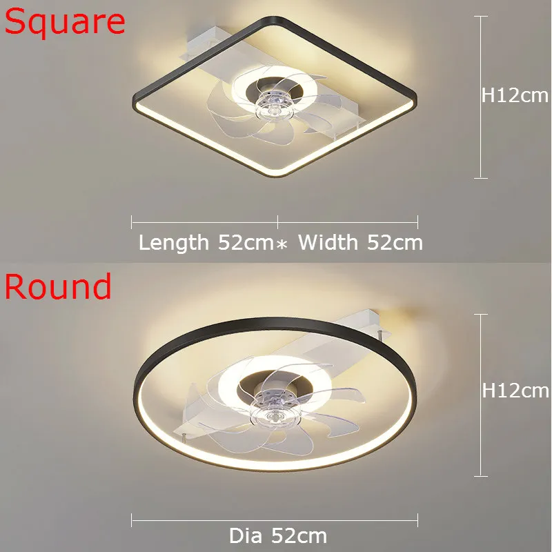 

Nordic LED Ceiling Light with Fan for Bedroom Controlled by Remote or APP Surface Mounted Chandelier Lamps AC 90-260V