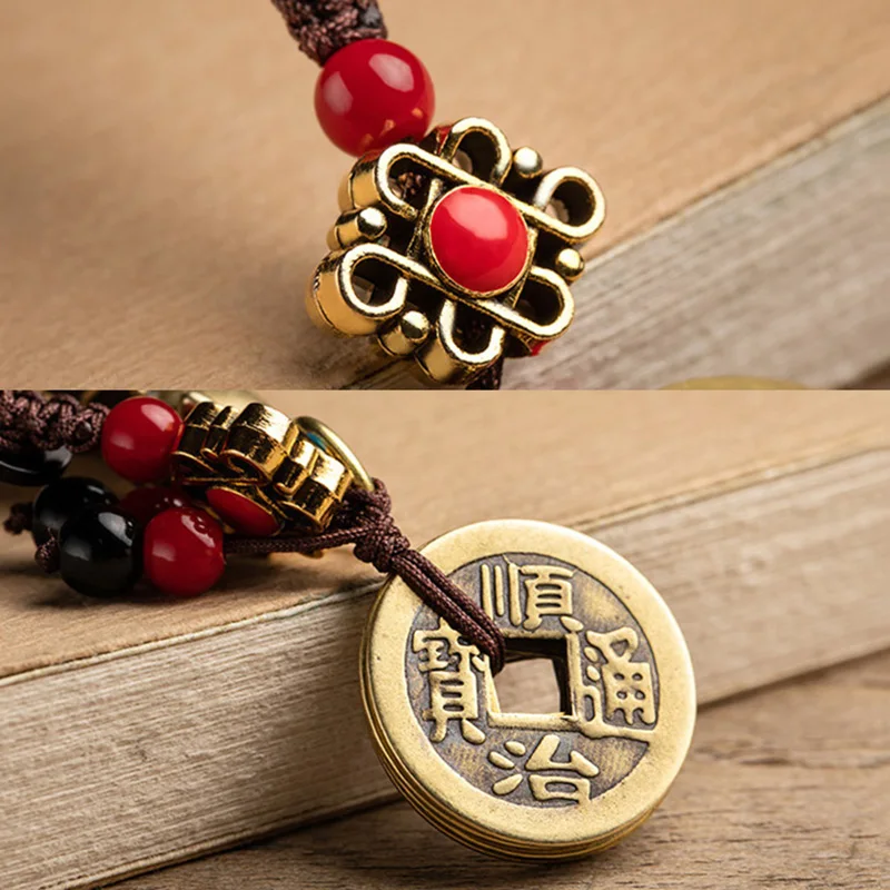 Винтажный Зодиак из латуни брелок кролик шнурок Подвески ручной работы плетеная