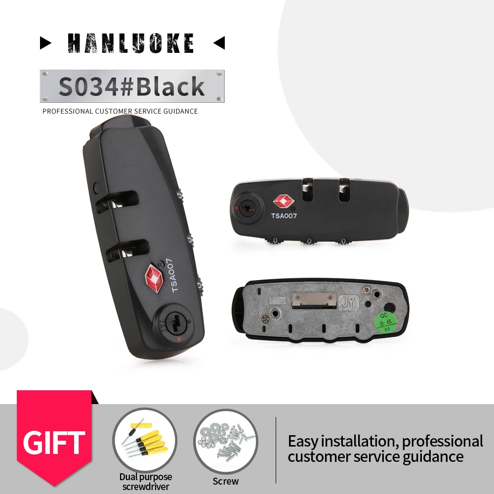

Дорожная тележка для багажа HANLUOKE s034, комбинированный замок для багажа, аксессуары, замок для багажа на молнии, Универсальный Фиксированный ...