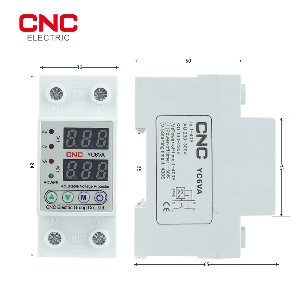 CNC YC6VA Бытовая Din-рейка Регулируемый цифровой двойной дисплей защита от