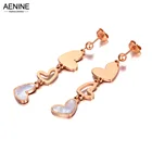 Женские серьги в виде сердца AENINE, серьги из нержавеющей стали и титана с белым кубическим цирконием, модные богемные украшения для ушей для вечеринки, AE20274