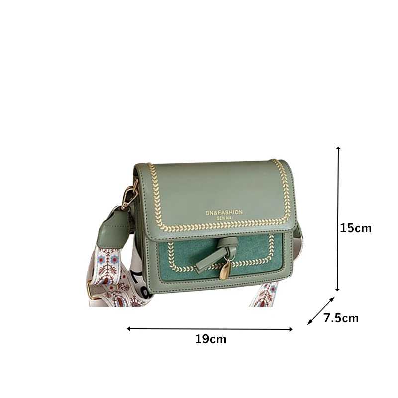 

Women Sweet Fashion Shoulder Bags Nylon Flower Wide Strap Leather Messenger Handbags Vintage For Spring Summer Daily Designer
