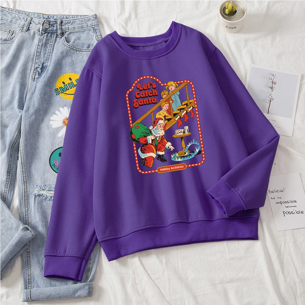 

Horror Comics Let's Catch Santa Sweatshirt Female Fashion Fleece Hoody Autumn Crewneck Hoodies Casual Fleece Oversize Sportswear