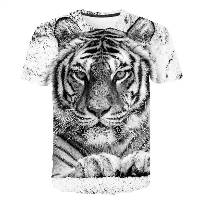 

3D Boys animal tiger harajuku Print Girls Funny T-shirts Costume Children 2021 summer Clothing Kids Clothes Baby Tshirts street