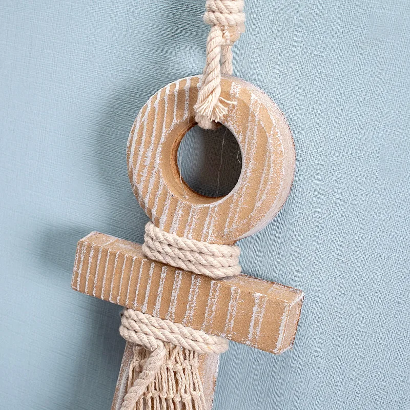 38cm Home Hanging Decoration Driftwood Boat Anchor Pendant Mediterranean Style Living Room Wall Display Drop Ornament | Дом и сад
