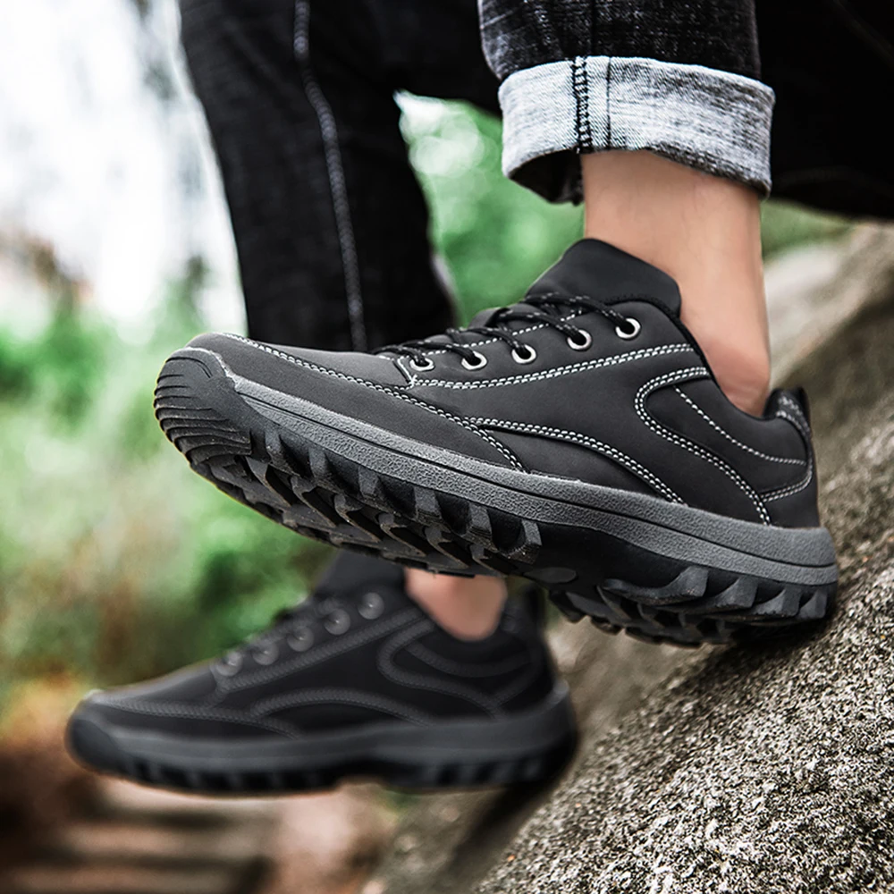 Мужские кожаные ботинки на платформе повседневная обувь с низким верхом плоской