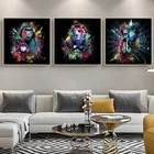 Забавная красочная картина со звездами, обезьянами, граффити, холст, живопись на стене, плакаты и принты, животные, картины для декора гостиной