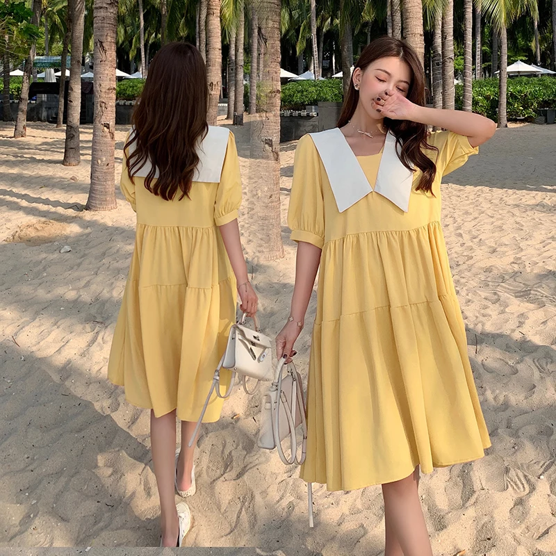 

8063# Summer Korean Fashion Chiffon Maternity Dress Elegant A Line Loose Clothes for Pregnant Women Plus Size 3Xl 4XL Pregnancy