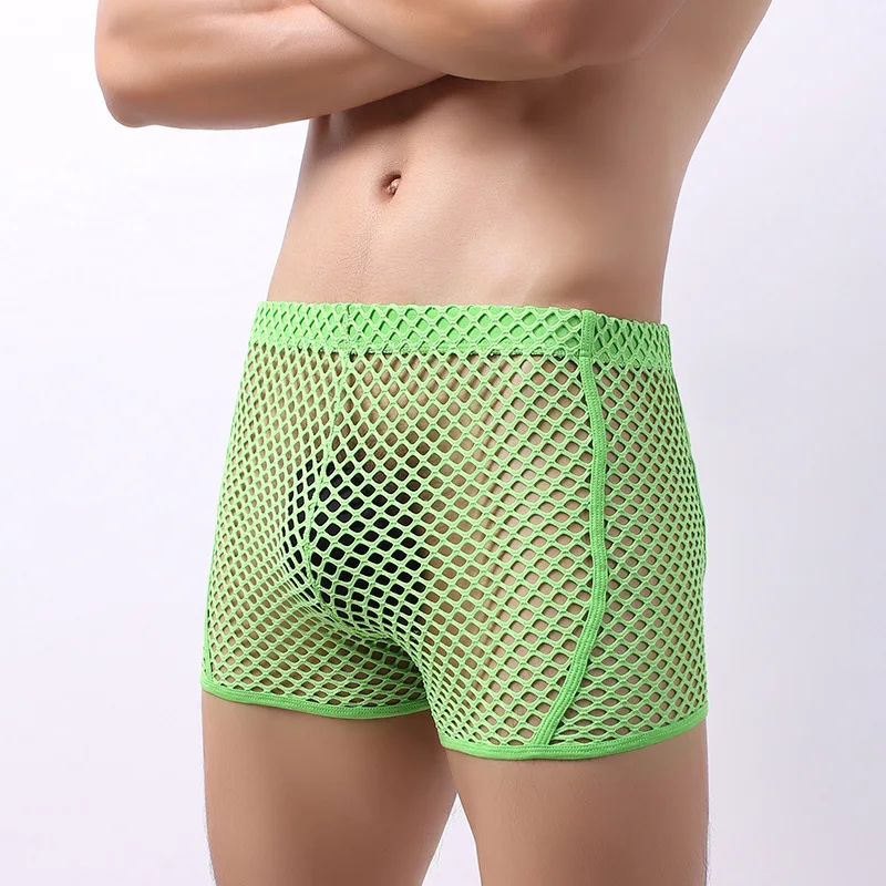 

Mesh Men's Sexy Hollow out Shorts Fishing Net Breathable Transparent Boxers