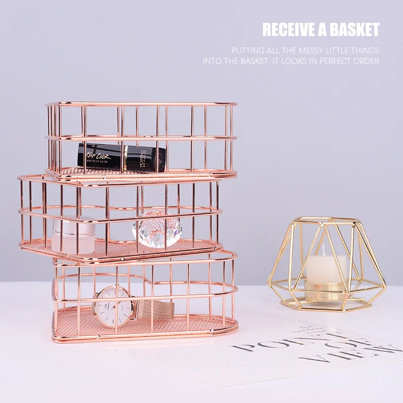 

Nordic Fashion Rotating Cosmetic Desktop Storage Box Transparent Makeup Storage Shelf 2 Tiers Tray Dressing Table Finishing Rack