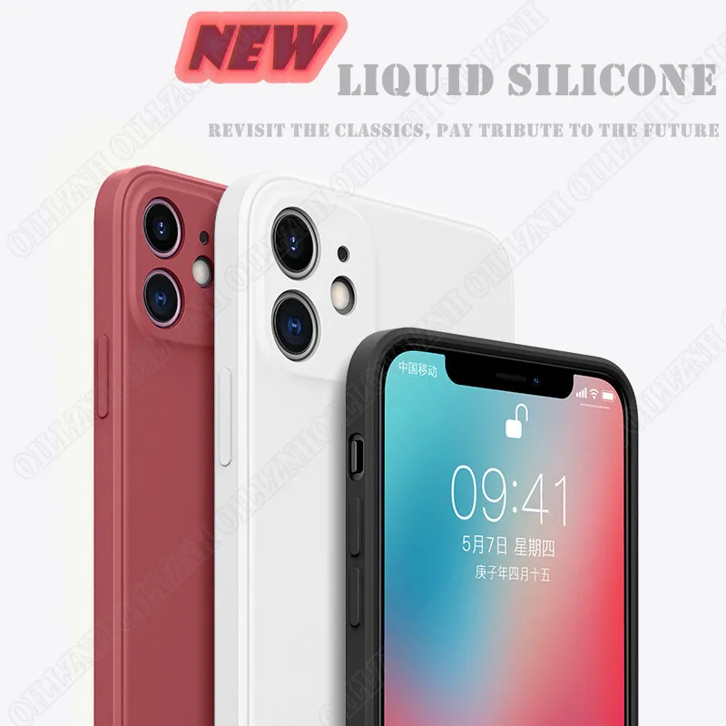 Квадратный жидкий силиконовый чехол для iPhone 12 Mini 11 Pro Max X Xs XR 7 8 Plus SE2020 Новый