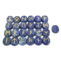 25 pcs set rune stones set engraved symbol natural crystal oval chakra balancing reiki healing crystal runes stones set