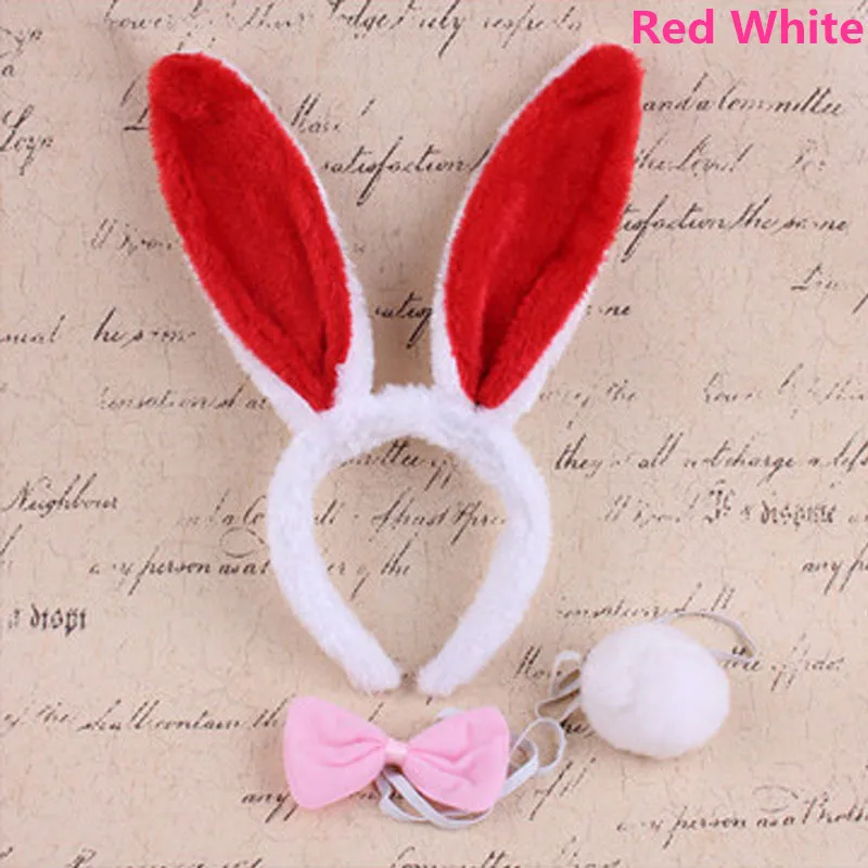 

10pcs Bunny Ear Headband Bow Tie Tail Cosplay Costumes Props Set Kids Adults Party Gifts Girls Woman Easter