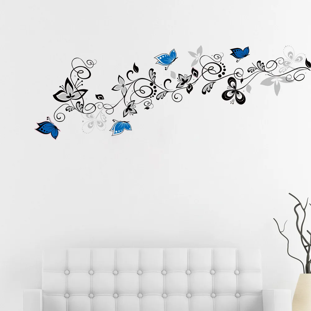 Новая красивая черная обувь с украшениями в виде цветков и бабочек стикеры