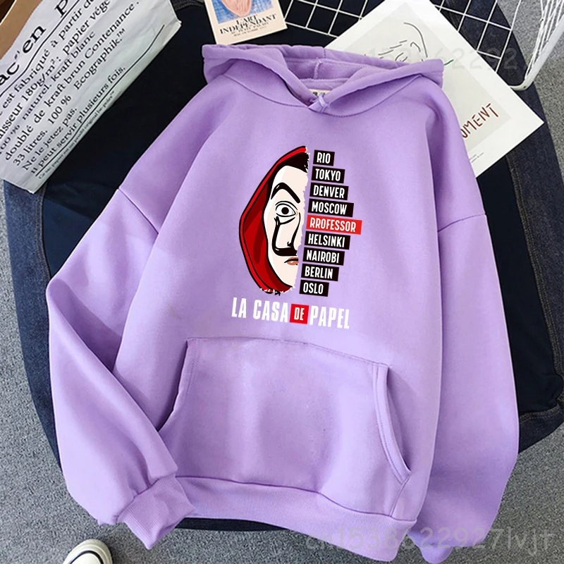 

La Casa De Papel Hoodies Women Funny Money Heist Hooded House Of Paper Harajuku Cool Bella Ciao Cartoon Kawaii Sweatshirt Male
