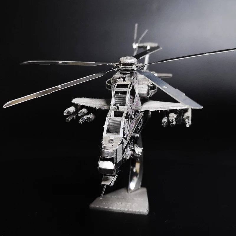 Забавный 3D металлический Пазл "Wuzhi вертолет" DIY 3D лазерная резка Лобзики военная модель моделирования детские развивающие игрушки подарки