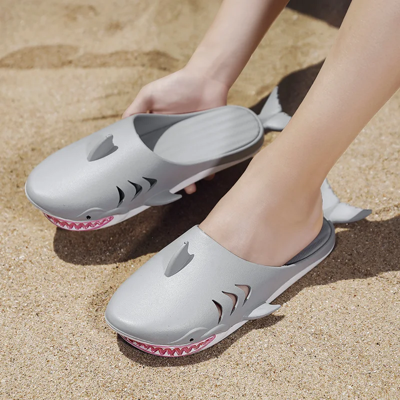 

Hot Summer New 2021 Men Women Slipper Interesting Shark Funny Slipper Men Women At Home Soft Sole Slipper beach flip flops